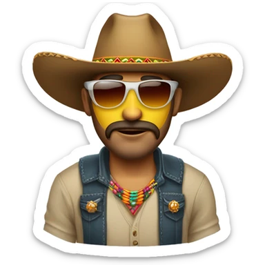 Sombrero vaquero con lentes de sol sticker