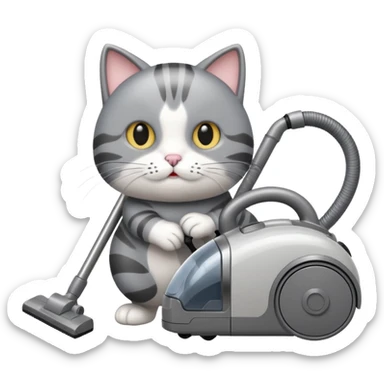 cat pushing vacuum cleaner sticker