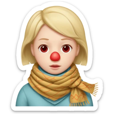 плюшеве личко, шарф до носа, температура, червоний ніс, хвороба sticker