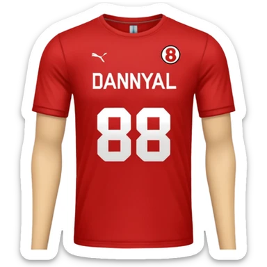 Football T-shirt saying Danyaal on the back with number 18 sticker