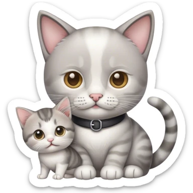 cool emoji with a handlebar mustache holding a gray and white kitten sticker