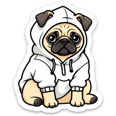 Pug wearing hoodie  sticker