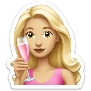 Pretty blonde lady with long hair drinking pink champagne sticker