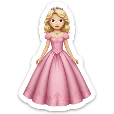 blond wavy beautiful princess full body in pink dress dress elegant sticker