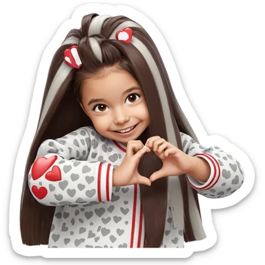 smiling girl with heart hands sticker