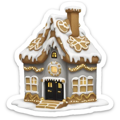light grey and gold and black gingerbread house sticker