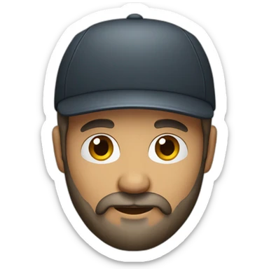 A bearded man with a backward cap sticker