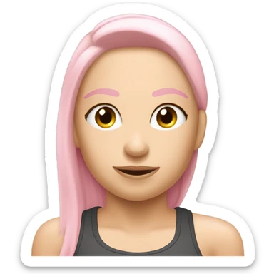 Eine rohaarige, welche im gym hip thrusts macht. Sie ist pastell rosa gekleidet und in gym kleidung sticker