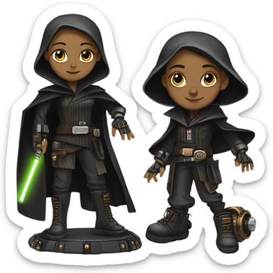 Jedi Wednesday Addams piloting a Jumpspeeder anti-gravity repulsorlift steampunk swoop sticker