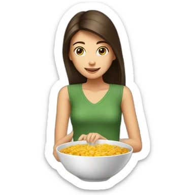 Brunette girl trowing a bowl at someone sticker