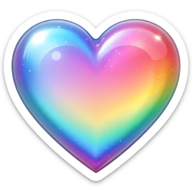 rainbow heart with holographic shimmer sticker