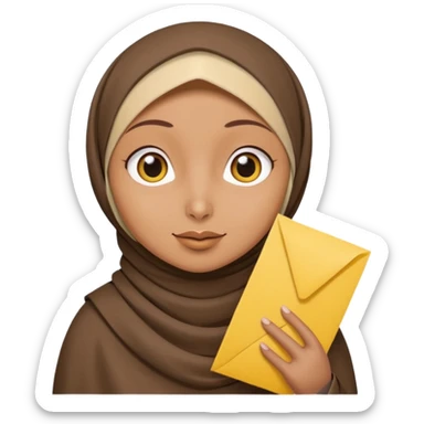 turkey bird wearing a hijab holding a yellow paper sticker