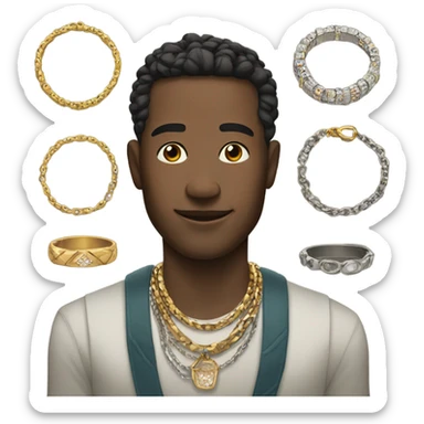 male portrait with jewelry sticker