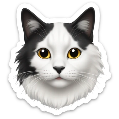 half Black and half white long hair cat with black spot on muzzle sticker