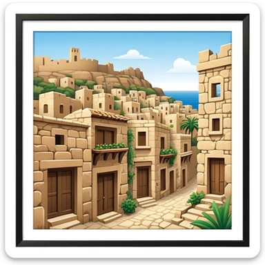 Byblos Old City Landmark Emoji – Portraying the historic stone houses, narrow streets, and Phoenician ruins. sticker