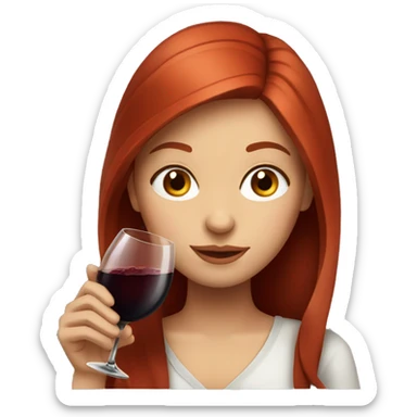 Portrait of a red-haired girl who drinks red wine sticker