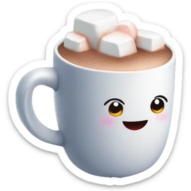 Hot cocoa with marshmallows in a Santa calls cup sticker