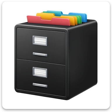 black filing cabinet with colorful folders sticker
