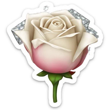plastic rosebud covered in diamonds with no stem and no leaves sticker