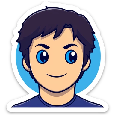 Damon Salvatore as a vampire with dark hair, blue eyes, fangs, playful smirk sticker