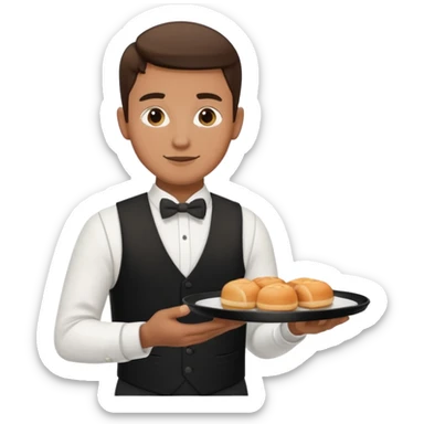 serveur avec un plateau dans la main sticker