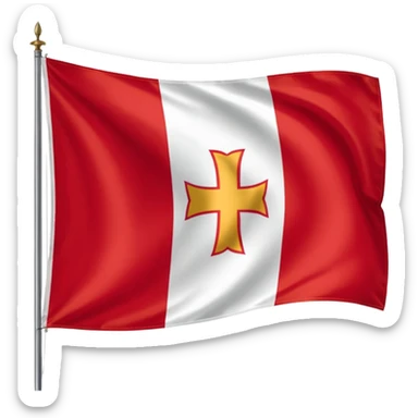 Apple iOS emoji style, drapeau savoyard, carré aux coins arrondis, fond rouge vif légèrement dégradé, croix blanche épaisse parfaitement centrée, rendu lisse et propre, léger effet glossy iOS, contraste élevé, design minimaliste, lisible en petite taille, fond transparent, haute résolution. sticker