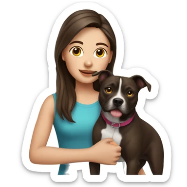 brunette girl with staffy dog sticker