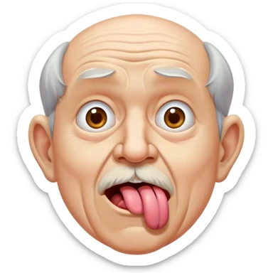 Old man sticking his tongue with his eyes up  sticker