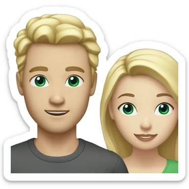 Woman with white skin, blonde hair and green eyes and man with light skin, blue eyes and blonde hair  sticker