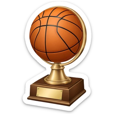 gleaming bronze basketball trophy, polished bronze basketball with classic seams sticker