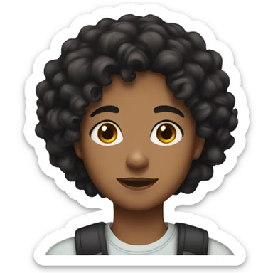 a brown skinned teenager with black curly hair and brown eyes  sticker