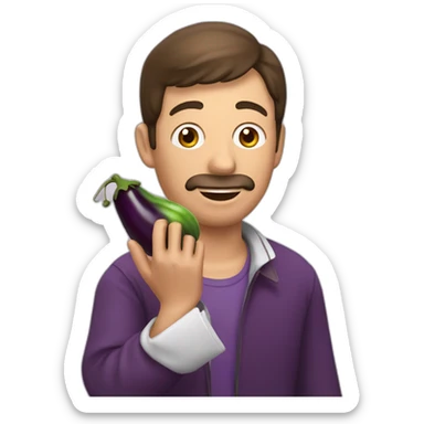 Un homme qui mange une aubergine sticker