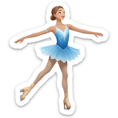 An icon showing a graceful figure skater performing a spin on the ice in a grand ice palace. The rink is illuminated by soft light beams, with cheering spectators in the stands. Snowflakes gently fall, adding to the magical atmosphere. Transparent background highlights elegance and artistry. sticker