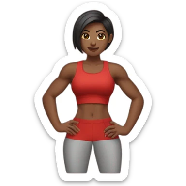 fit girl with abs biceps and red undercut sticker