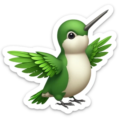 Chunky hummingbird that’s green with a white stomach sticker