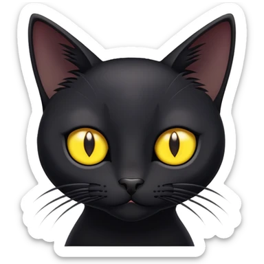 skinny black cat with yellow eyes sticker