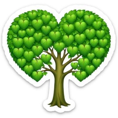 Green tree love heart sticker