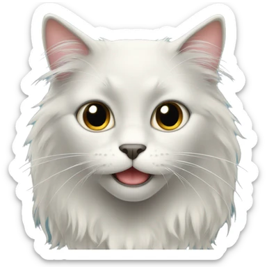 black cat domestic long-haired with white spot on the mouth sticker