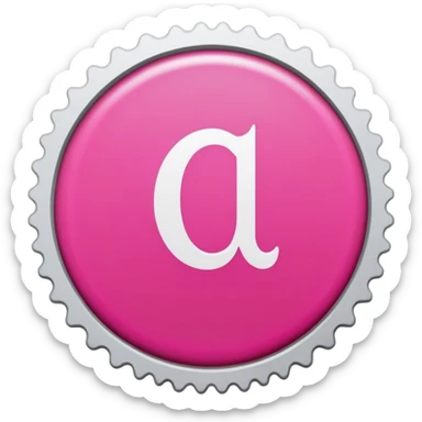 Create a stamp design with a pink circle and the letter 'T' in the center. sticker