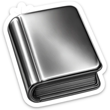 book emoji, chrome metallic style, emphasize sparkle sticker