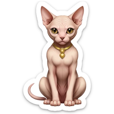 Sphynx cat full body sitting with a mask sticker
