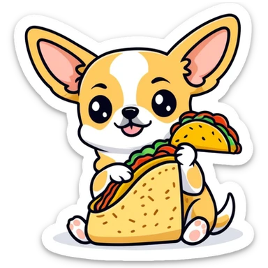 Chihuahua eating a taco  sticker