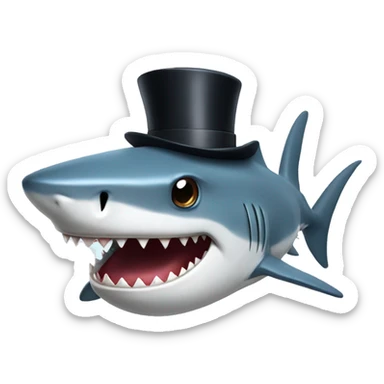 Shark with a top hat sticker