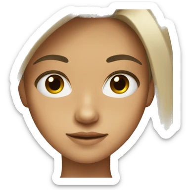 Girl with black long hair brown eyes and tan sticker