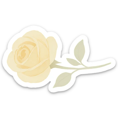 oil painting art style, visible brushstrokes, dreamy, single yellow rose laying flat sticker