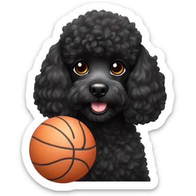 Black poodle dog with ball  sticker