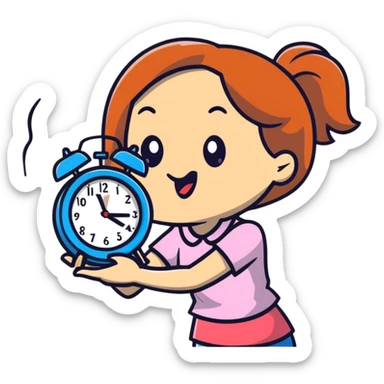 Girl with a clock in her hand and her tongue out sticker