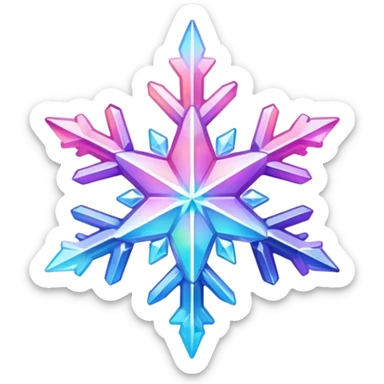 Gradient iridescent Pastel rainbow Pink violet blue crystal star snowflake  sticker