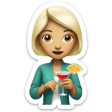 Asian girl drinking martini sticker