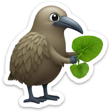 Kiwi bird with a plant in its hand sticker